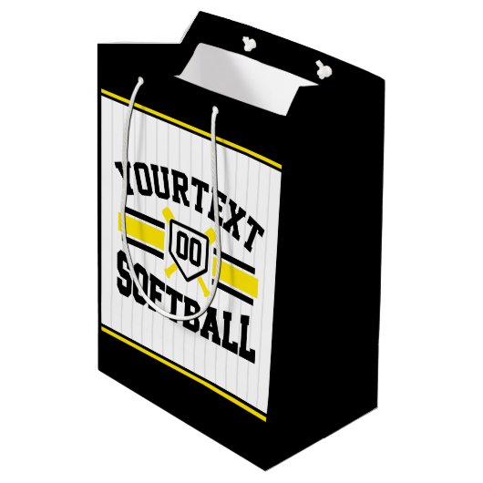 Personalisiert ADD NAME Software Player Varsity Te Mittlere Geschenktüte (Rückseite Schrägansicht)