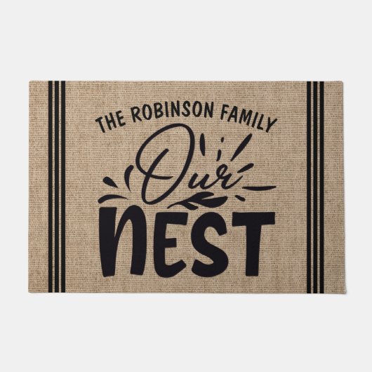 Personalisiert ADD NAME Unser Nest Willkommen Fußmatte (Vorderseite)