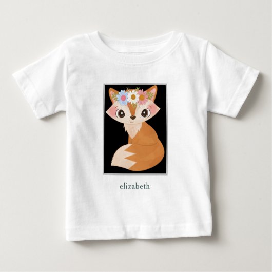 Personalisiert Adorable Baby Fox Baby T-shirt (Vorderseite)