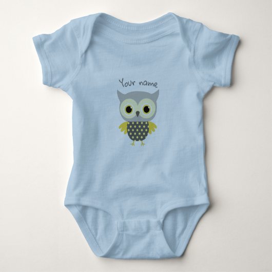 Personalisiert Adorable Blue Eule Baby Strampler (Vorderseite)