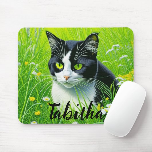 Personalisiert Adorable Cat im Milchbereich Mousepad (Mit Mouse)