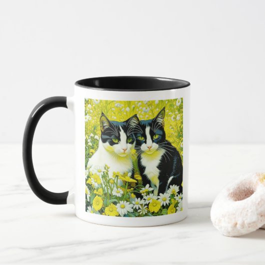 Personalisiert Adorable Cat im Milchbereich Tasse (Mit Donut)