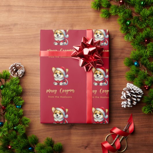 Personalisiert Adorable Corgi - Merry Corgmas Geschenkpapier (Feiertagsgeschenk)