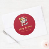 Personalisiert Adorable Corgi - Merry Corgmas Runder Aufkleber (Umschlag)