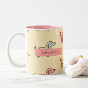 Personalisiert Adorable Dackel Dog Muster Zweifarbige Tasse