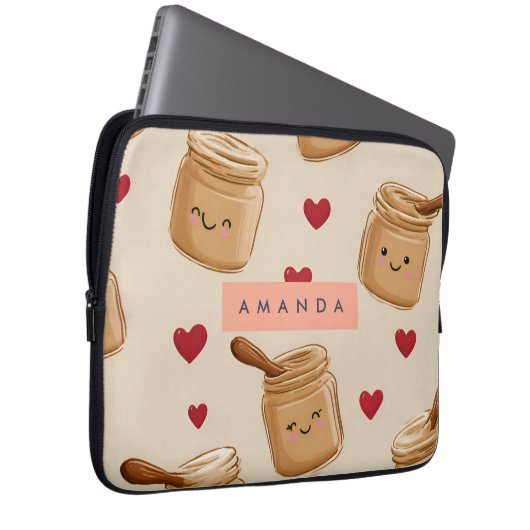 Personalisiert Adorable Peanut Butter Jar Muster Laptopschutzhülle (Vorne Rechts)