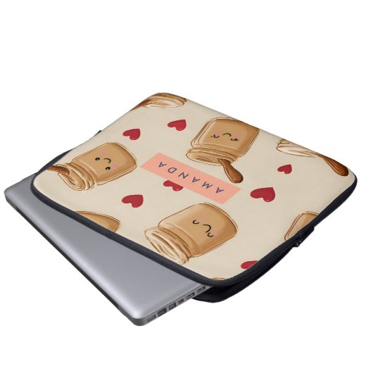 Personalisiert Adorable Peanut Butter Jar Muster Laptopschutzhülle (Vorne Knopf)
