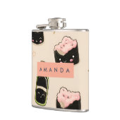 Personalisiert Adorable Sushi und Soy Sauce Muster Flachmann (Links)