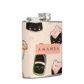 Personalisiert Adorable Sushi und Soy Sauce Muster Flachmann (Rechts)