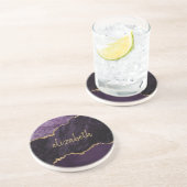 Personalisiert Agate Geode Lila Gold Sandstone Getränkeuntersetzer (Seite)