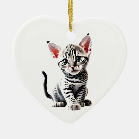 Personalisiert ägyptischer Mau Kitten Keramik Ornament (Vorne)