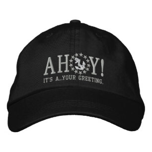 Personalisiert AHOY! Nautical Greetings Embroidery Bestickte Kappe