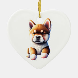 Personalisiert Akita Puppy Hund Herz Keramik Ornament