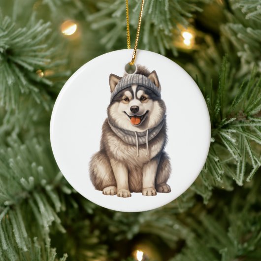 Personalisiert Alaskan Malamute Dog Keramik Ornament (Baum)