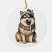 Personalisiert Alaskan Malamute Dog Keramik Ornament (Vorne)