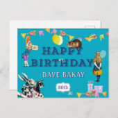 Personalisiert Alice Wonderland Happy Birthday Postkarte (Vorne/Hinten)