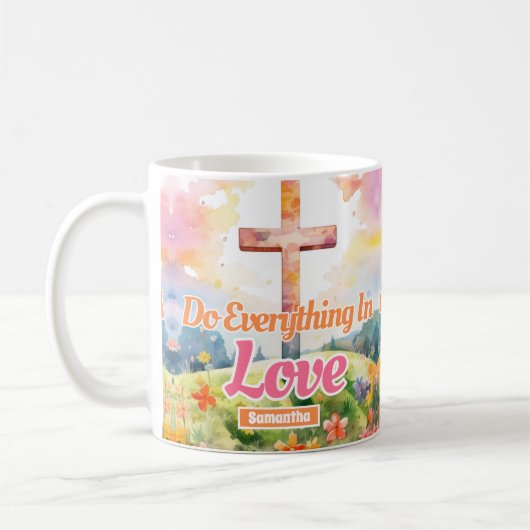personalisiert alles tun, was in der Liebe Christl Kaffeetasse (Links)