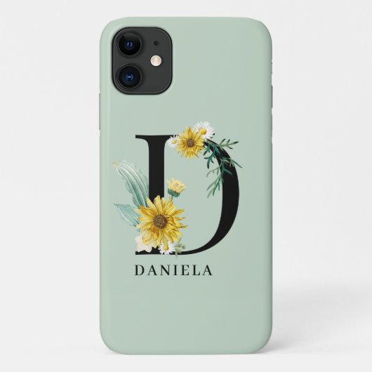 Personalisiert Alphabet D Floral Monogramm Case-Mate iPhone Hülle (Rückseite)