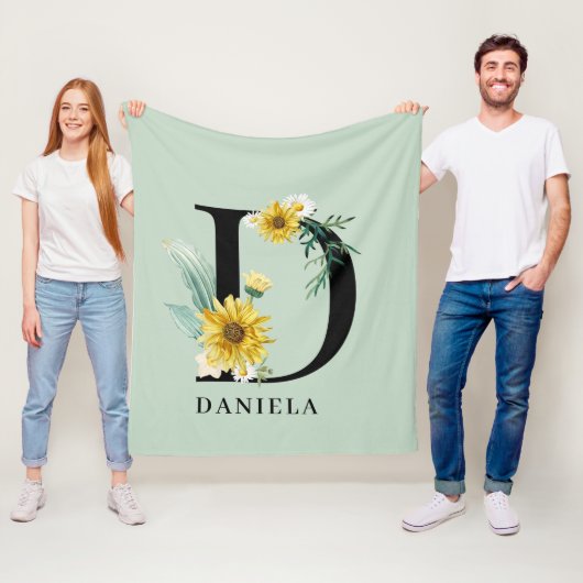 Personalisiert Alphabet D Floral Monogramm Fleecedecke (Beispiel)