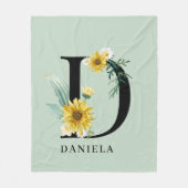Personalisiert Alphabet D Floral Monogramm Fleecedecke (Vorderseite)