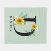 Personalisiert Alphabet D Floral Monogramm Fleecedecke (Vorderseite (Horizontal))