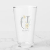 Personalisiert Alphabet D Floral Monogramm Glas (Rückseite)