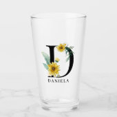 Personalisiert Alphabet D Floral Monogramm Glas (Vorderseite)
