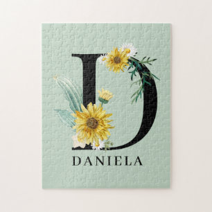 Personalisiert Alphabet D Floral Monogramm Puzzle