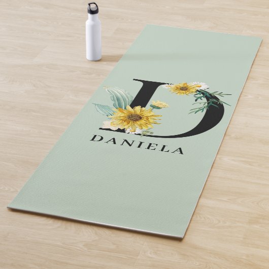 Personalisiert Alphabet D Floral Monogramm Yogamatte (Beispiel)