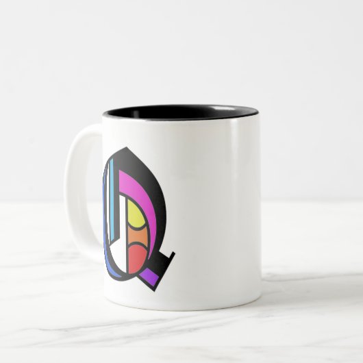 Personalisiert Alphabet moderne Q-Tasse Zweifarbige Tasse (Vorderseite Links)