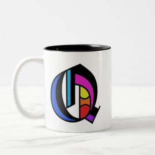 Personalisiert Alphabet moderne Q-Tasse Zweifarbige Tasse