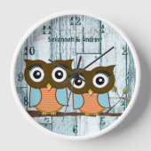 Personalisiert Altes Rustikales Aqua Wood Love Bir Uhr (Vorderseite)