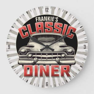 Personalisiert American Classic Car Retro Diner Ca Große Wanduhr