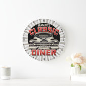 Personalisiert American Classic Car Retro Diner Ca Große Wanduhr (Zuhause)
