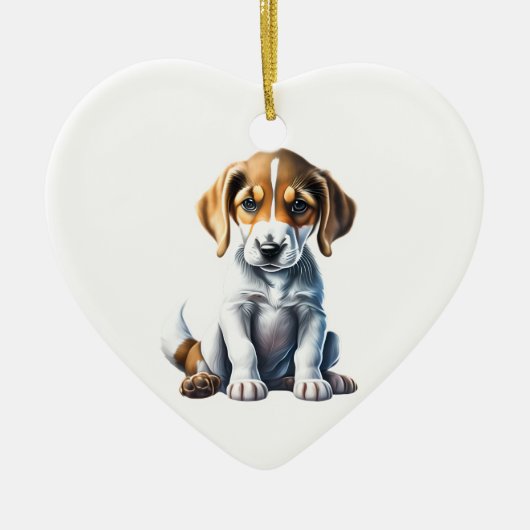 Personalisiert American Foxhound Puppy Keramik Ornament (Vorne)