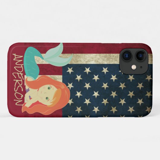 Personalisiert American Mermaid Orange Case-Mate iPhone Hülle (Rückseite (Horizontal))