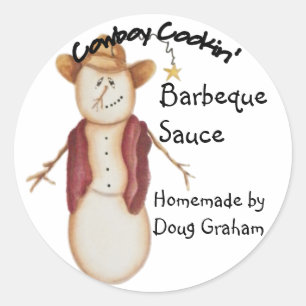 Personalisiert Americana Cowboy Snowman Jar Label Runder Aufkleber