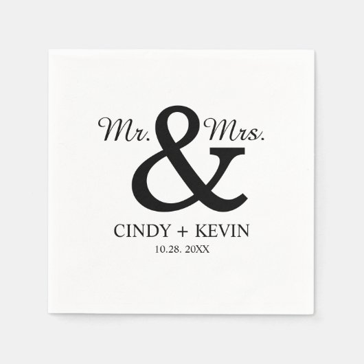 Personalisiert Ampersand Mr. und Mrs. Wedding Napk Serviette (Vorderseite)