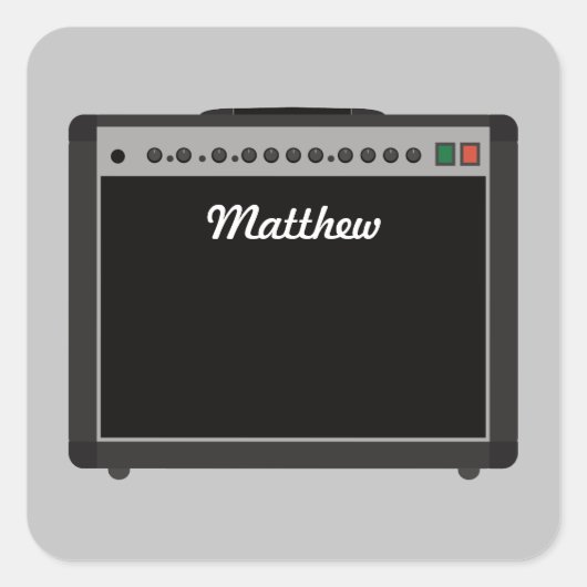 Personalisiert-Amplifier-Illustration für Musiker Quadratischer Aufkleber (Vorderseite)