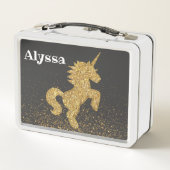 Personalisiert änderbarer Name Unicorn Lunchbox (Rückseite)