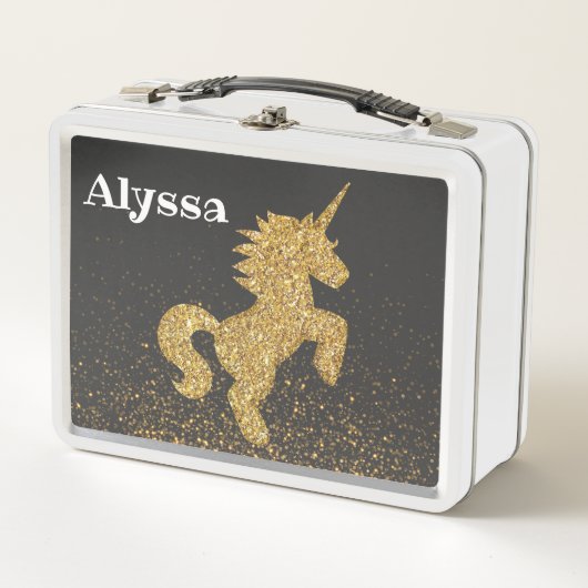 Personalisiert änderbarer Name Unicorn Lunchbox (Vorderseite)