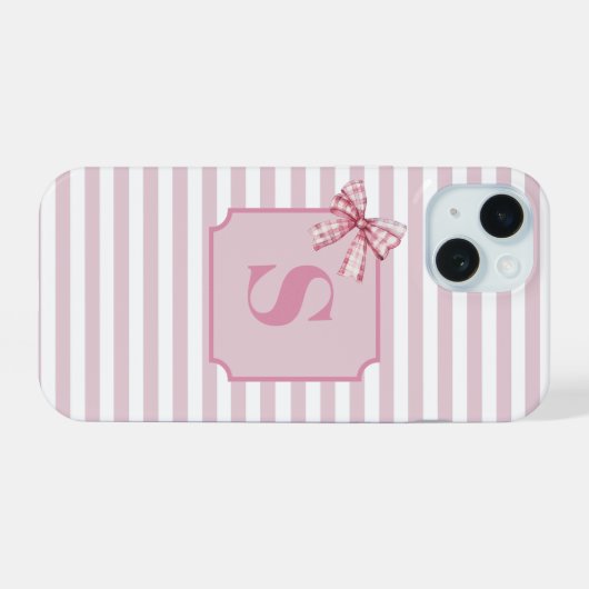 Personalisiert Anfängerrosa Bow Coquette iPhone 15 Hülle (Rückseite (Horizontal))