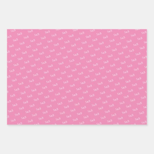 Personalisiert Anfängliche rosa Liebe Herz-Valenti Geschenkpapier Set (Vorderseite 3)