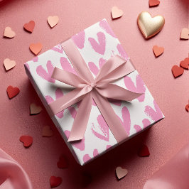 Personalisiert Anfängliche rosa Liebe Herz-Valenti Geschenkpapier Set