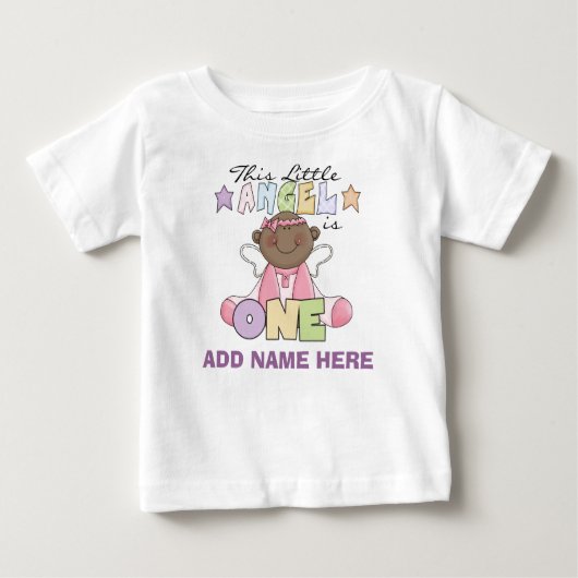 Personalisiert Angel Girl 1. Geburtstagshirt Baby T-shirt (Vorderseite)