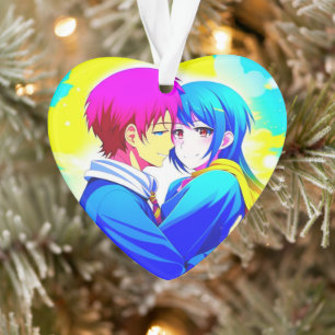 Personalisiert Anime Couple drückte Weihnachten Ornament