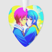 Personalisiert Anime Couple drückte Weihnachten Ornament (Vorderseite)