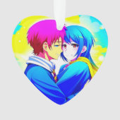 Personalisiert Anime Couple drückte Weihnachten Ornament (Vorderseite)