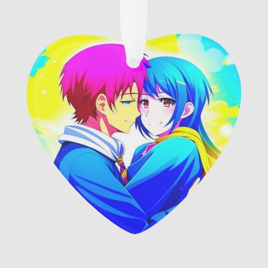 Personalisiert Anime Couple drückte Weihnachten Ornament (Vorderseite)