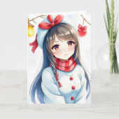 Personalisiert Anime Girl Coloring Page Weihnachte Karte (Vorderseite)